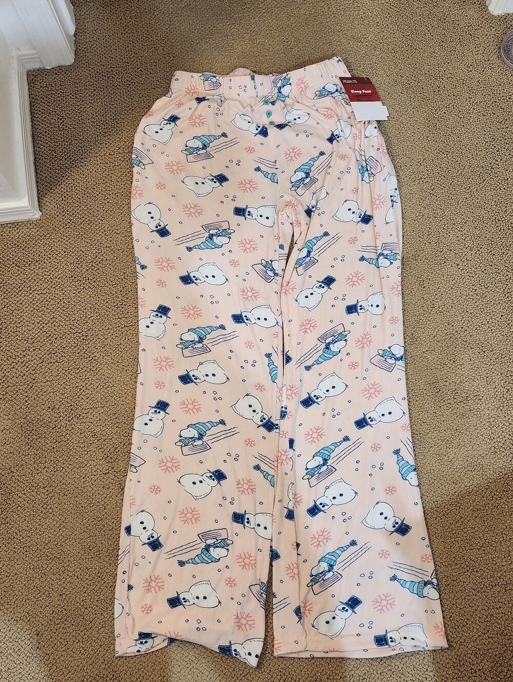 Brand New Women's Peanuts Snoopy Snowman Sleep Pants Size Large